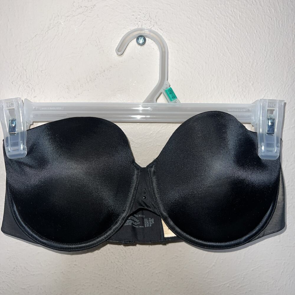 Victorias Secret Biofit Multi-Way Black Padded Strapless Bra 34D No Straps VS
